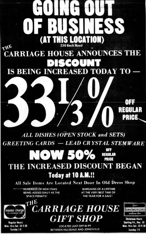 The Carriage House - Dec 8 1976 Ad (newer photo)